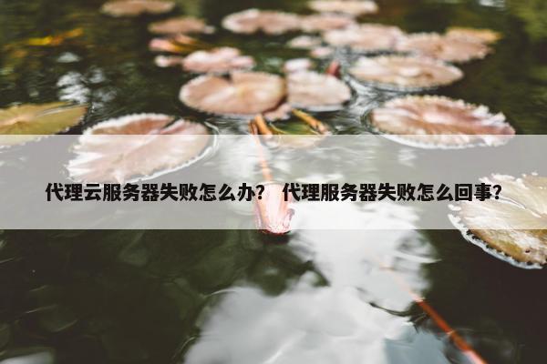 代理云服务器失败怎么办？ 代理服务器失败怎么回事？
