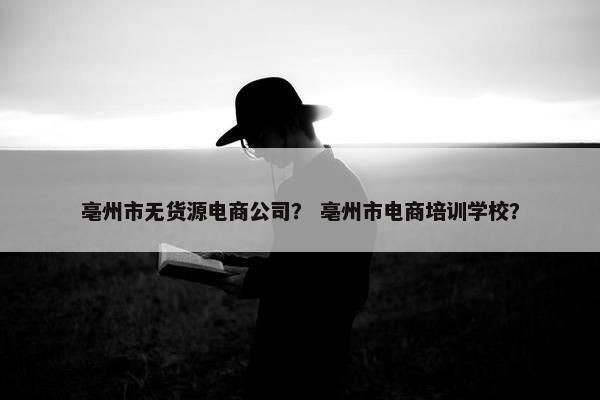 亳州市无货源电商公司？ 亳州市电商培训学校？