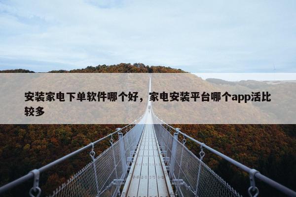 安装家电下单软件哪个好，家电安装平台哪个app活比较多