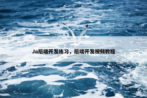 Ja后端开发练习，后端开发视频教程