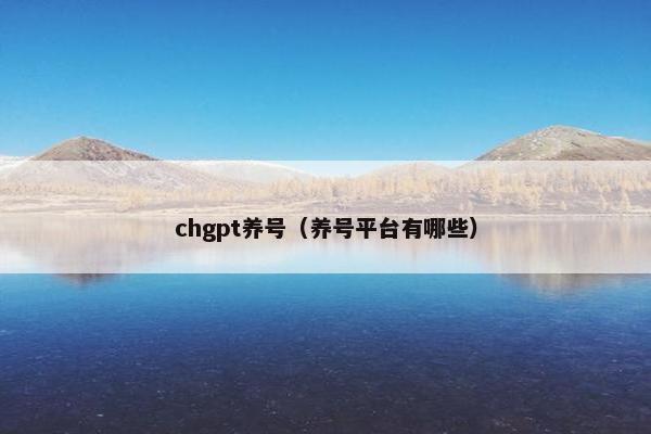 chgpt养号（养号平台有哪些）
