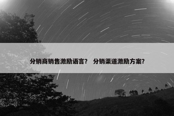 分销商销售激励语言？ 分销渠道激励方案？