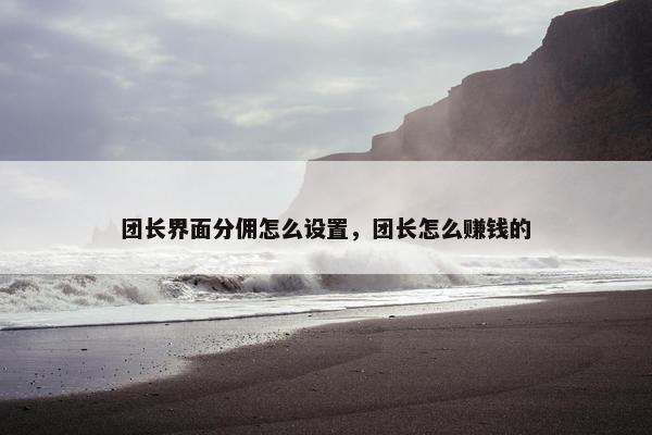 团长界面分佣怎么设置，团长怎么赚钱的