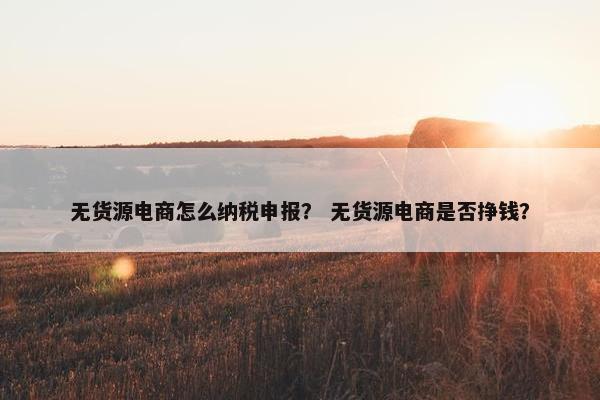 无货源电商怎么纳税申报？ 无货源电商是否挣钱？
