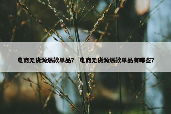 电商无货源爆款单品？ 电商无货源爆款单品有哪些？