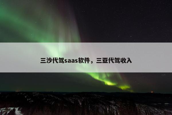 三沙代驾saas软件，三亚代驾收入