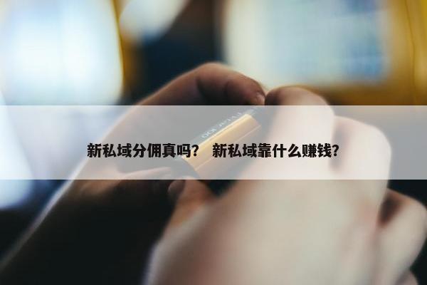 新私域分佣真吗？ 新私域靠什么赚钱？