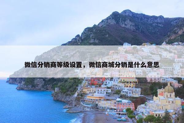 微信分销商等级设置，微信商城分销是什么意思