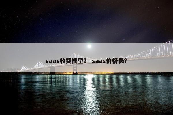 saas收费模型？ saas价格表？