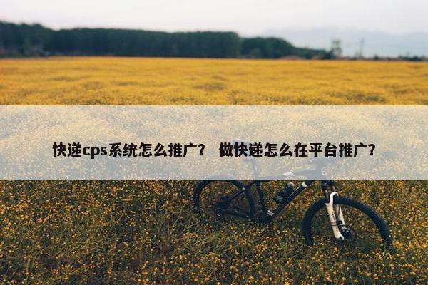 快递cps系统怎么推广？ 做快递怎么在平台推广？