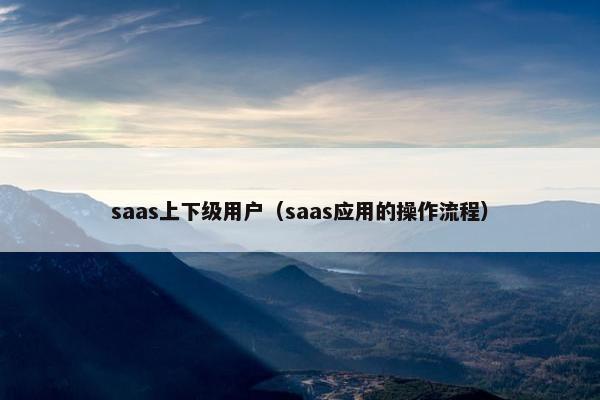 saas上下级用户（saas应用的操作流程）