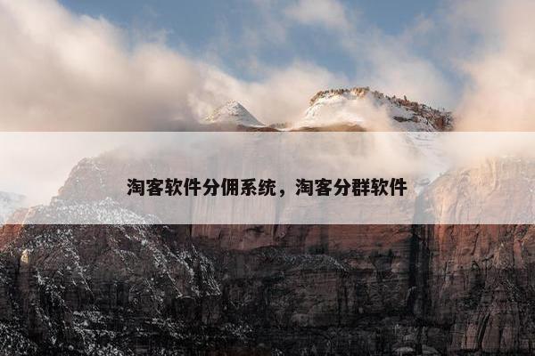 淘客软件分佣系统，淘客分群软件