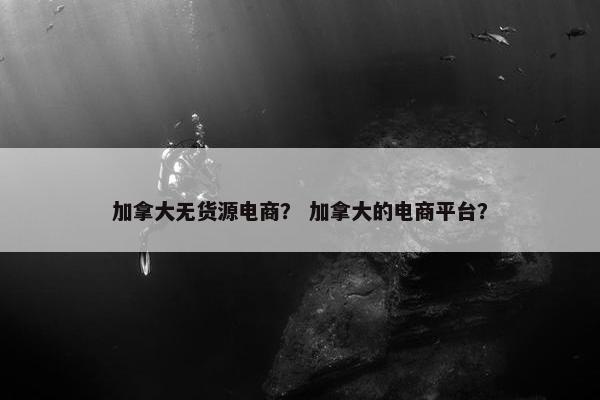 加拿大无货源电商？ 加拿大的电商平台？