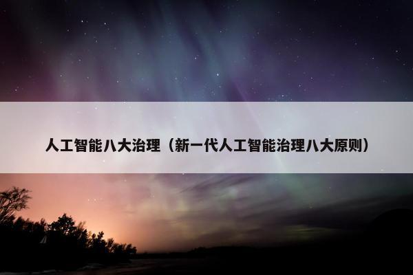 人工智能八大治理（新一代人工智能治理八大原则）