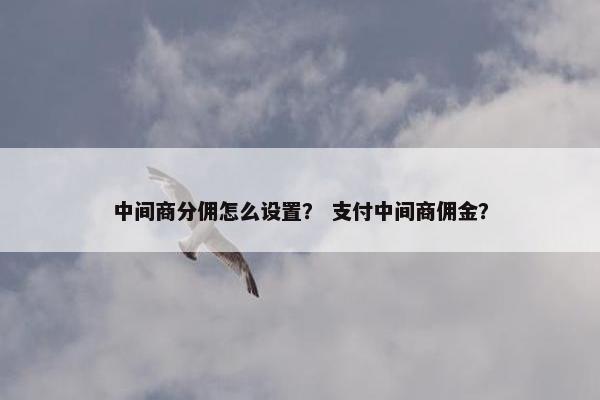 中间商分佣怎么设置？ 支付中间商佣金？