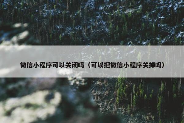 微信小程序可以关闭吗（可以把微信小程序关掉吗）
