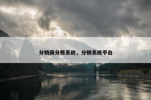 分销商分账系统，分销系统平台