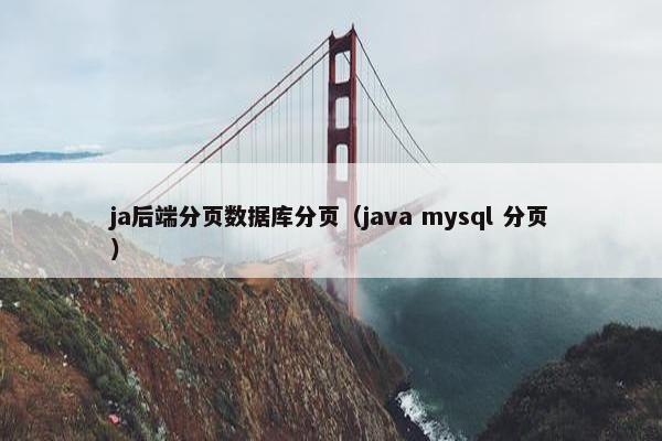 ja后端分页数据库分页（java mysql 分页）