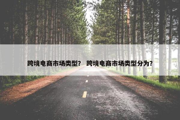 跨境电商市场类型？ 跨境电商市场类型分为？