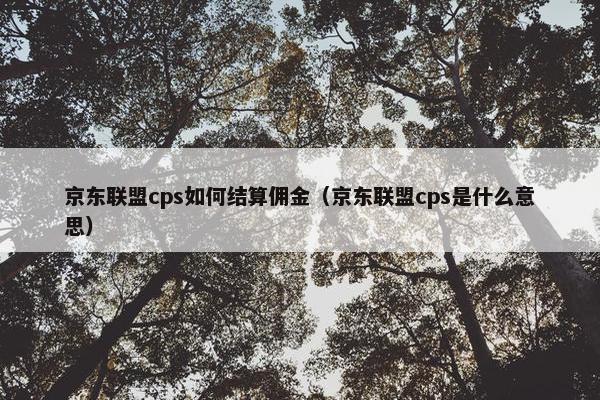 京东联盟cps如何结算佣金（京东联盟cps是什么意思）