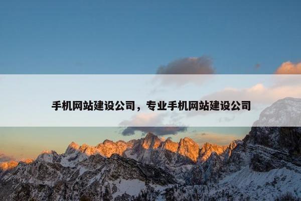 手机网站建设公司，专业手机网站建设公司
