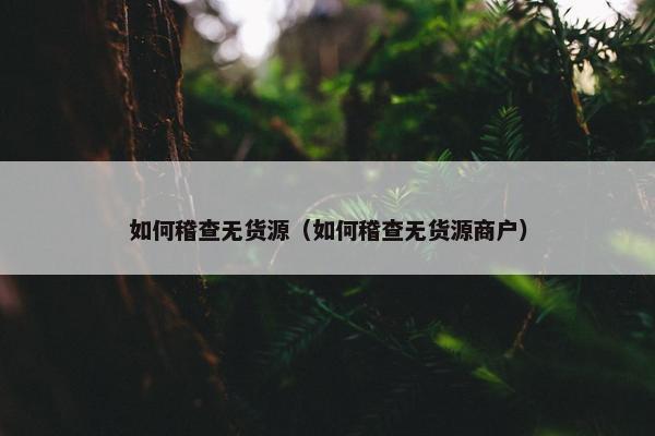 如何稽查无货源（如何稽查无货源商户）