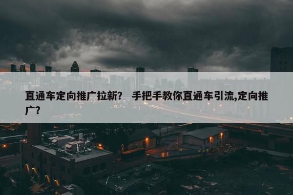 直通车定向推广拉新？ 手把手教你直通车引流,定向推广？