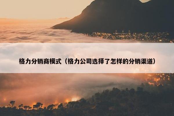 格力分销商模式（格力公司选择了怎样的分销渠道）