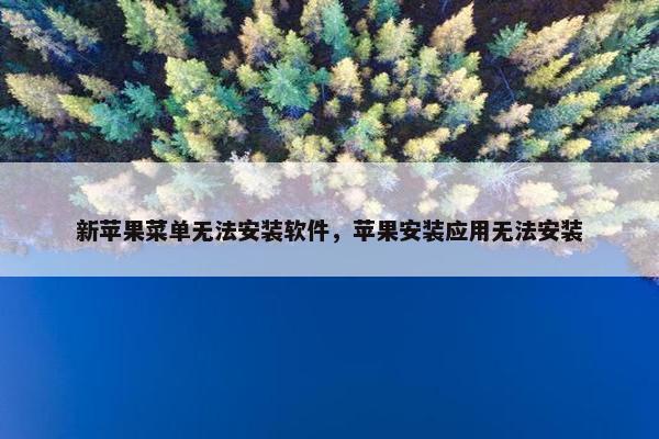 新苹果菜单无法安装软件，苹果安装应用无法安装