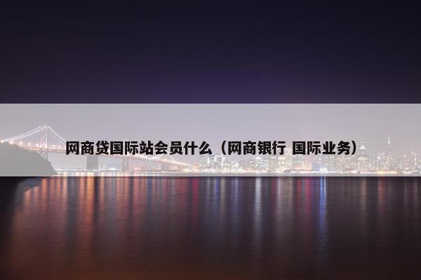 网商贷国际站会员什么（网商银行 国际业务）
