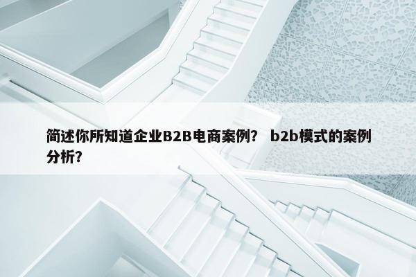 简述你所知道企业B2B电商案例？ b2b模式的案例分析？