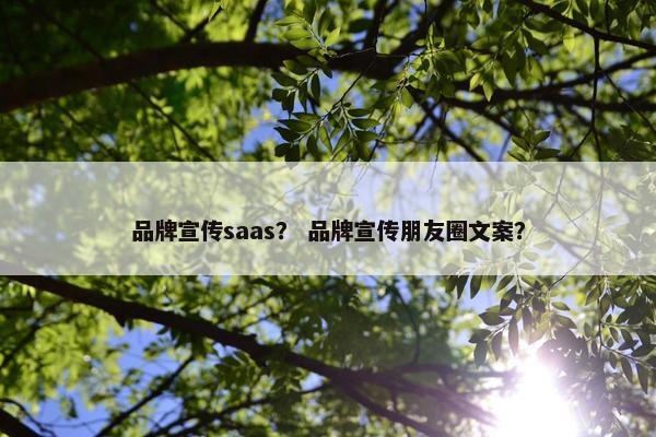 品牌宣传saas？ 品牌宣传朋友圈文案？