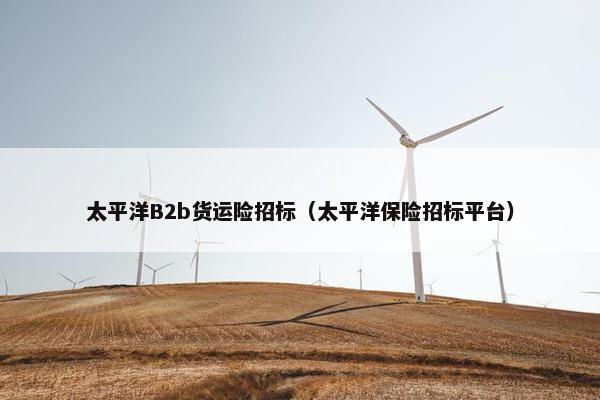 太平洋B2b货运险招标（太平洋保险招标平台）