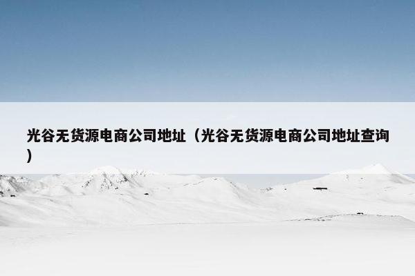 光谷无货源电商公司地址（光谷无货源电商公司地址查询）
