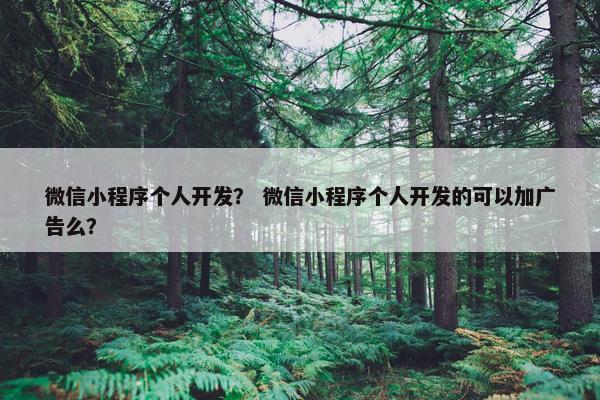 微信小程序个人开发？ 微信小程序个人开发的可以加广告么？
