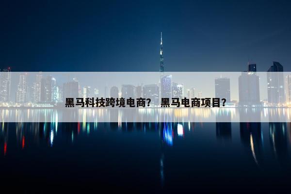 黑马科技跨境电商？ 黑马电商项目？
