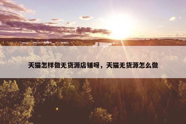 天猫怎样做无货源店铺呀，天猫无货源怎么做