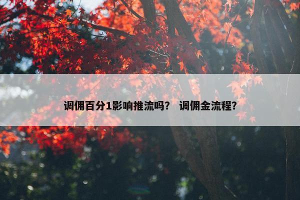 调佣百分1影响推流吗？ 调佣金流程？