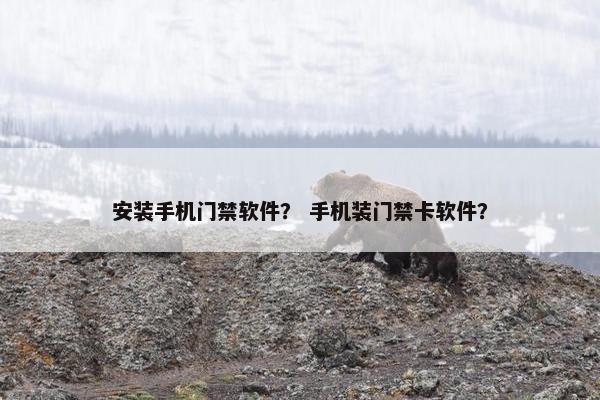 安装手机门禁软件？ 手机装门禁卡软件？