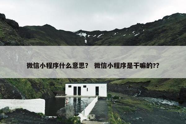 微信小程序什么意思？ 微信小程序是干嘛的?？
