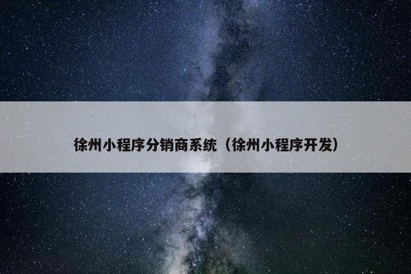 徐州小程序分销商系统（徐州小程序开发）