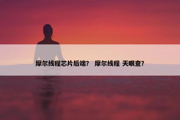 摩尔线程芯片后端？ 摩尔线程 天眼查？