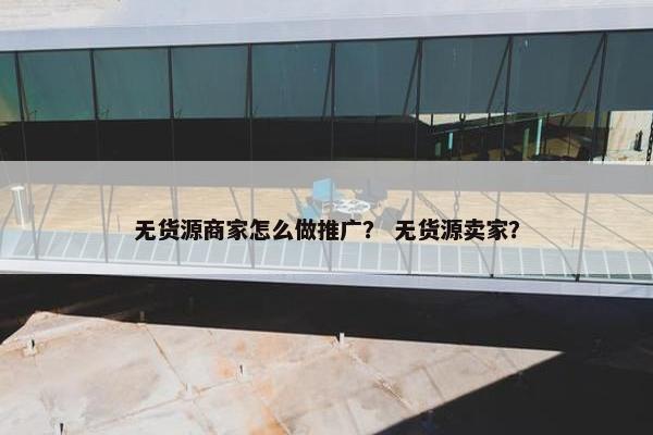 无货源商家怎么做推广？ 无货源卖家？