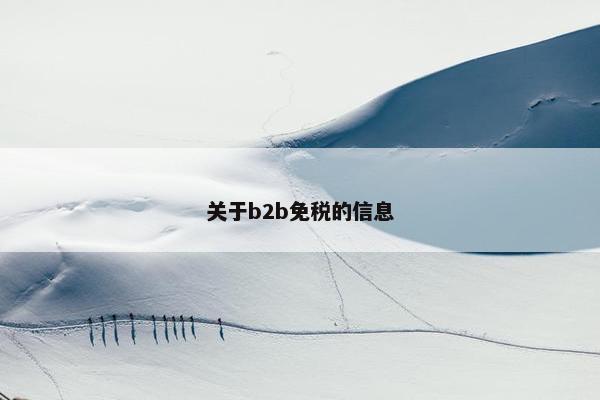 关于b2b免税的信息