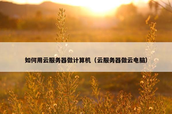 如何用云服务器做计算机（云服务器做云电脑）