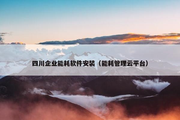 四川企业能耗软件安装（能耗管理云平台）