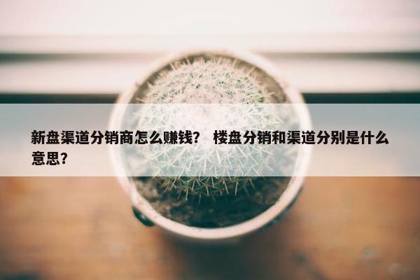 新盘渠道分销商怎么赚钱？ 楼盘分销和渠道分别是什么意思？