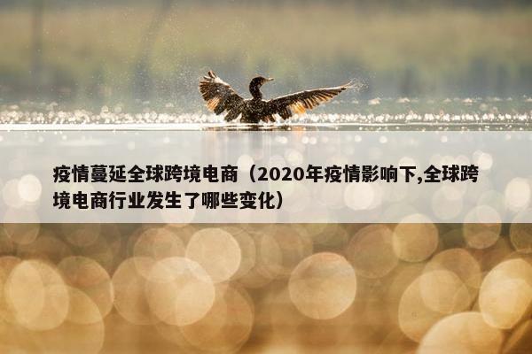 疫情蔓延全球跨境电商（2020年疫情影响下,全球跨境电商行业发生了哪些变化）