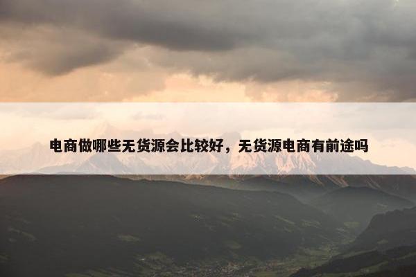 电商做哪些无货源会比较好，无货源电商有前途吗