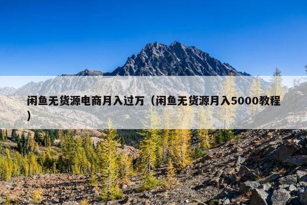 闲鱼无货源电商月入过万（闲鱼无货源月入5000教程）